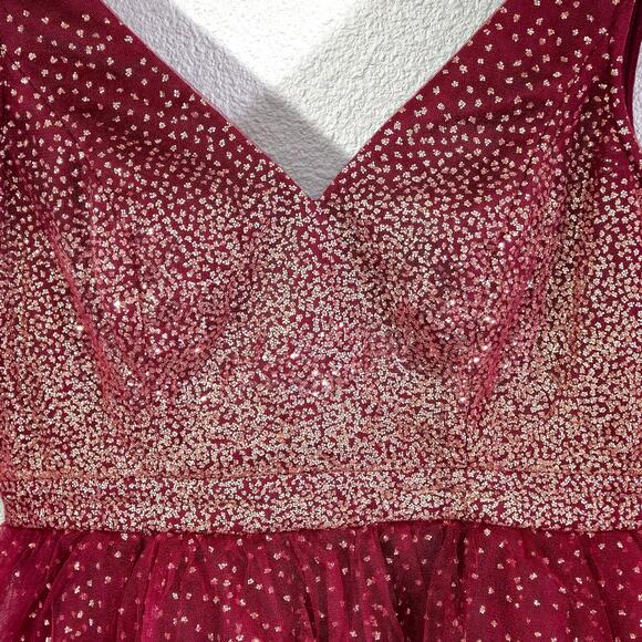 NEW Lulus Women’s Mini Dress Glitter Mesh Red School Dance Cocktail Party Size M - Picture 4 of 10